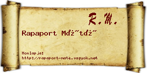 Rapaport Máté névjegykártya